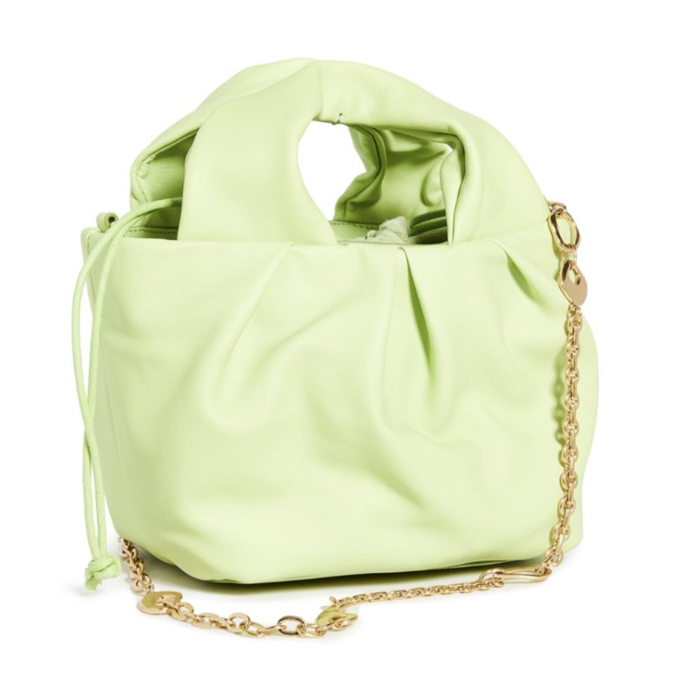 Staud Kiwi Green Lera Cow Leather Chain Strap Bag $325